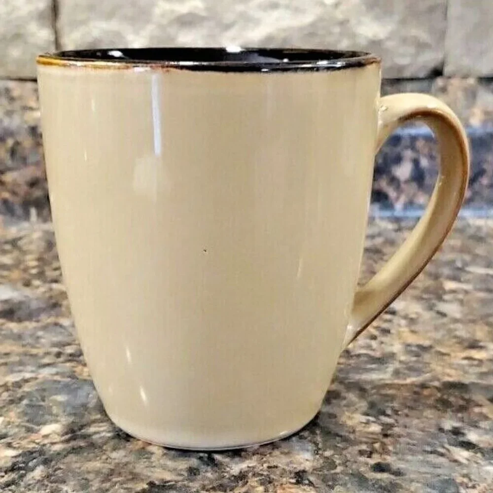 Pfaltzgraff Studio ASTER Coffee Tea Mug Cup Red Flower on Beige Brown Inside